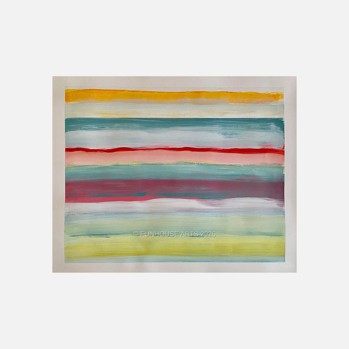 Let It Flow — Alice Lipping, acrylic on Bristol paper, abstract painting on gray background