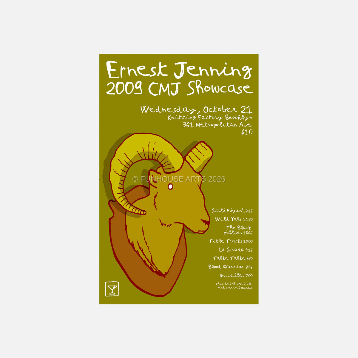 FH1229 Ernest Jenning 2009 CMJ Showcase poster, Pete Deangelo