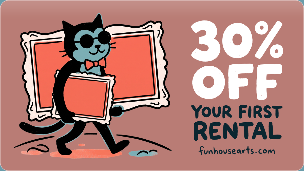 30% off your first rental. Browse cleared art, save a project, pick it up in Brooklyn.